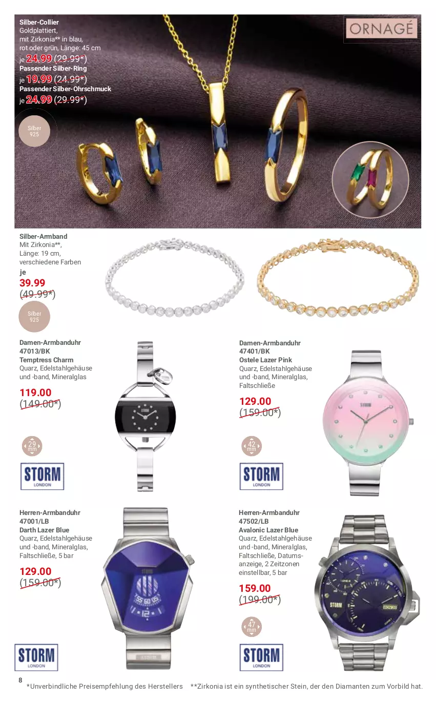 Aktueller Prospekt Globus - Prospekte - von 28.11 bis 24.12.2022 - strona 8 - produkty: Armband, Armbanduhr, edelstahl, eis, elle, LG, reis, ring, Schmuck, teller, Ti, tisch, uhr