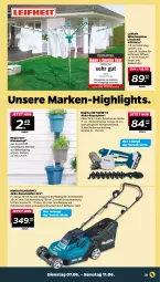 Gazetka promocyjna Netto - Angebote ab Montag - Gazetka - ważna od 11.06 do 11.06.2022 - strona 21 - produkty: akku, akku-rasenmäher, blume, blumen, Brei, eis, Grasschere, ladegerät, leifheit, leine, Makita, messer, rasen, rasenmäher, Schere, schnellladegerät, Ti, topf, wäschespinne, werkzeug