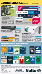 Gazetka promocyjna Netto - Angebote ab Montag - Gazetka - ważna od 11.06 do 11.06.2022 - strona 32 - produkty: alle artikel ohne dekoration, Android TV, angebot, auer, batterie, batterien, Behälter, computer, decke, dekoration, deo, disney, dvb, eis, elle, erde, Externe Festplatte, festplatte, guthabenkarte, gutschein, gutscheine, HDMI, kamera, Lampe, latte, lautsprecher, microsd, netflix, nokia, notebook, Projektor, pute, Radio, reis, smartphone, soundbar, Spiele, Spielekonsolen, tablet, Ti, usb, Vogelfutter