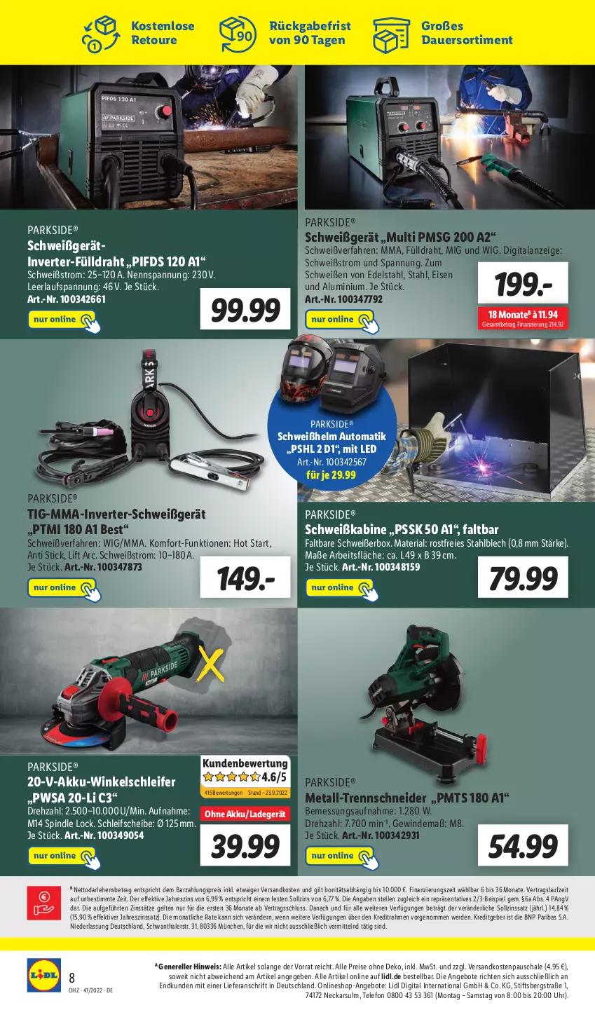 Aktueller Prospekt Lidl - Wochen-Highlights im Onlineshop - von 10.10 bis 16.10.2022 - strona 12 - produkty: akku, Akku-Winkelschleifer, angebot, angebote, auer, auto, Draht, edelstahl, eis, elle, erde, ladegerät, ndk, Parkside, reis, rel, Ria, Schal, Schale, telefon, Ti, uhr, Winkelschleifer