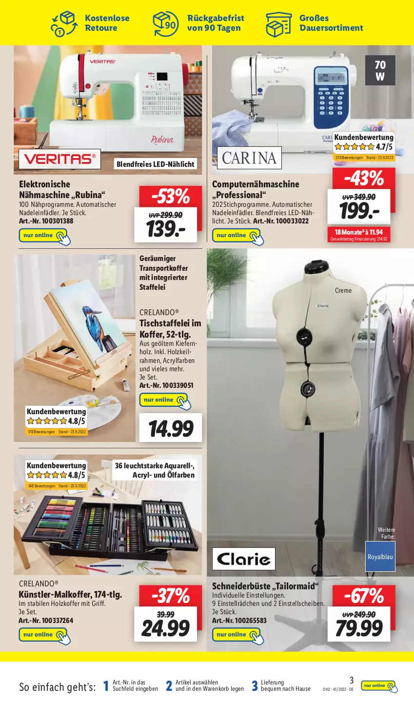 Aktueller Prospekt Lidl - Wochen-Highlights im Onlineshop - von 10.10 bis 16.10.2022 - strona 3 - produkty: aqua, auer, auto, computer, creme, Elan, Elektro, elle, Holz, HP, koffer, korb, LG, Nähmaschine, pute, rel, Rubin, Sport, Ti, tisch