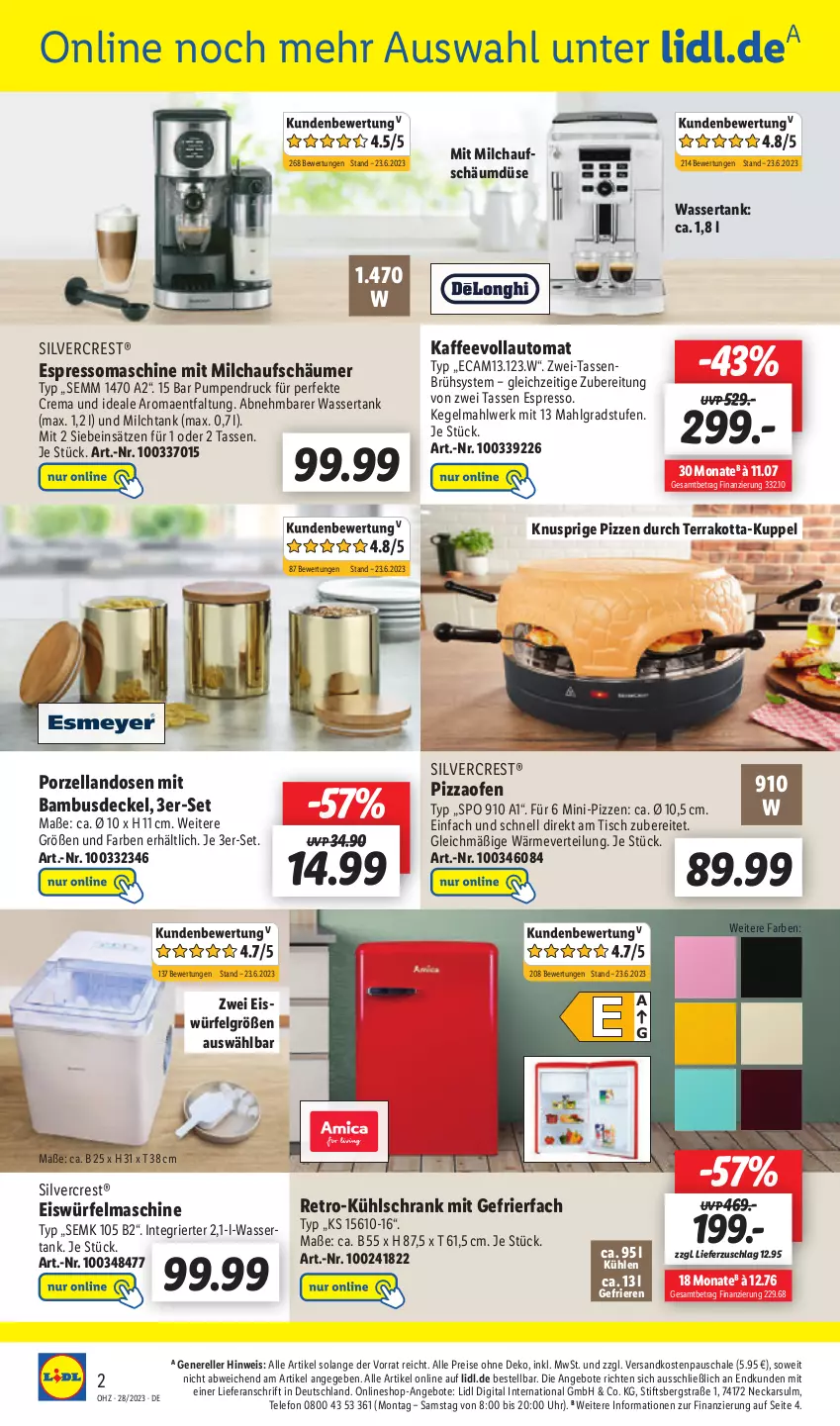 Aktueller Prospekt Lidl - Aktionsprospekt - von 10.07 bis 15.07.2023 - strona 54 - produkty: angebot, angebote, auto, bambus, decke, Deckel, eis, eiswürfel, elle, espresso, gefrierfach, kaffee, kaffeevollautomat, kühlschrank, kühlschrank mit, LG, milch, milchaufschäumer, ndk, Ofen, pizza, Pizzaofen, reis, rel, Schal, Schale, Schrank, silvercrest, tasse, telefon, Ti, tisch, uhr, wasser, wassertank, würfel