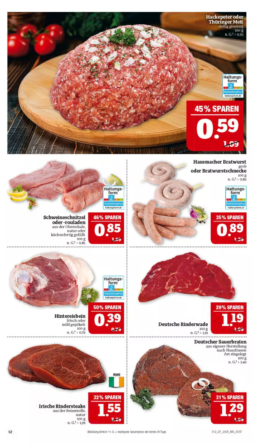 Aktueller Prospekt Marktkauf - Prospekt - von 09.02 bis 15.02.2025 - strona 12 - produkty: auer, braten, bratwurst, eis, gewürz, Hausmacher, küche, Küchen, mac, natur, reis, rind, rinder, Rindersteak, rouladen, Schal, Schale, schnitzel, schwein, schweine, schweineschnitzel, steak, steaks, Ti, wein, weine, wurst, ZTE