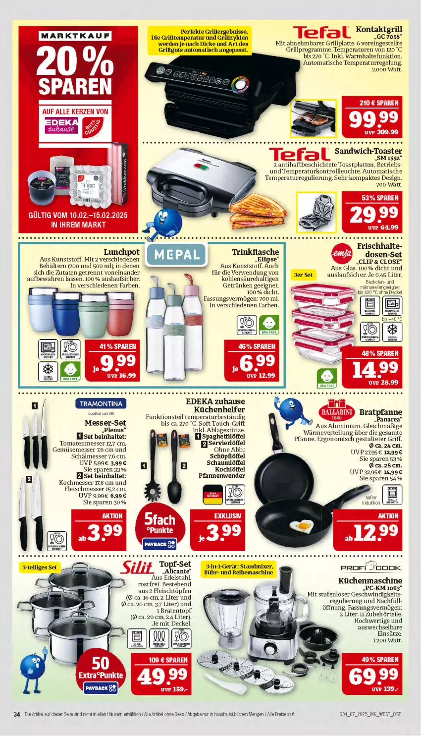 Aktueller Prospekt Marktkauf - Prospekt - von 09.02 bis 15.02.2025 - strona 34 - produkty: auto, backofen, Behälter, braten, Bratentopf, bratpfanne, decke, Deckel, deka, edelstahl, eis, ente, erde, flasche, fleisch, getränk, getränke, grill, grillplatte, HP, Kochlöffel, kontaktgrill, küche, Küchen, Küchenhelfer, latte, leco, Leuchte, LG, Löffel, messer, Mixer, Ofen, pfanne, pfannen, Pfannenwender, reis, rwe, sandwich, standmixer, tee, Ti, tisch, toast, toaster, tomate, tomaten, topf, topf-set, trinkflasche