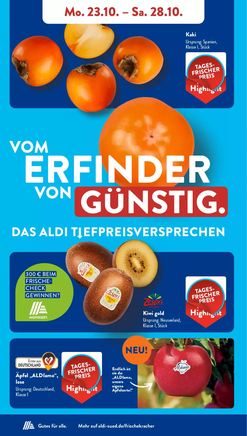 Aktueller Prospekt AldiSud - NÄCHSTE WOCHE - von 23.10 bis 28.10.2023 - strona 4 - produkty: aldi, apfel, eis, Elan, Kaki, kiwi, Kiwi Gold, kracher, reis, Ti