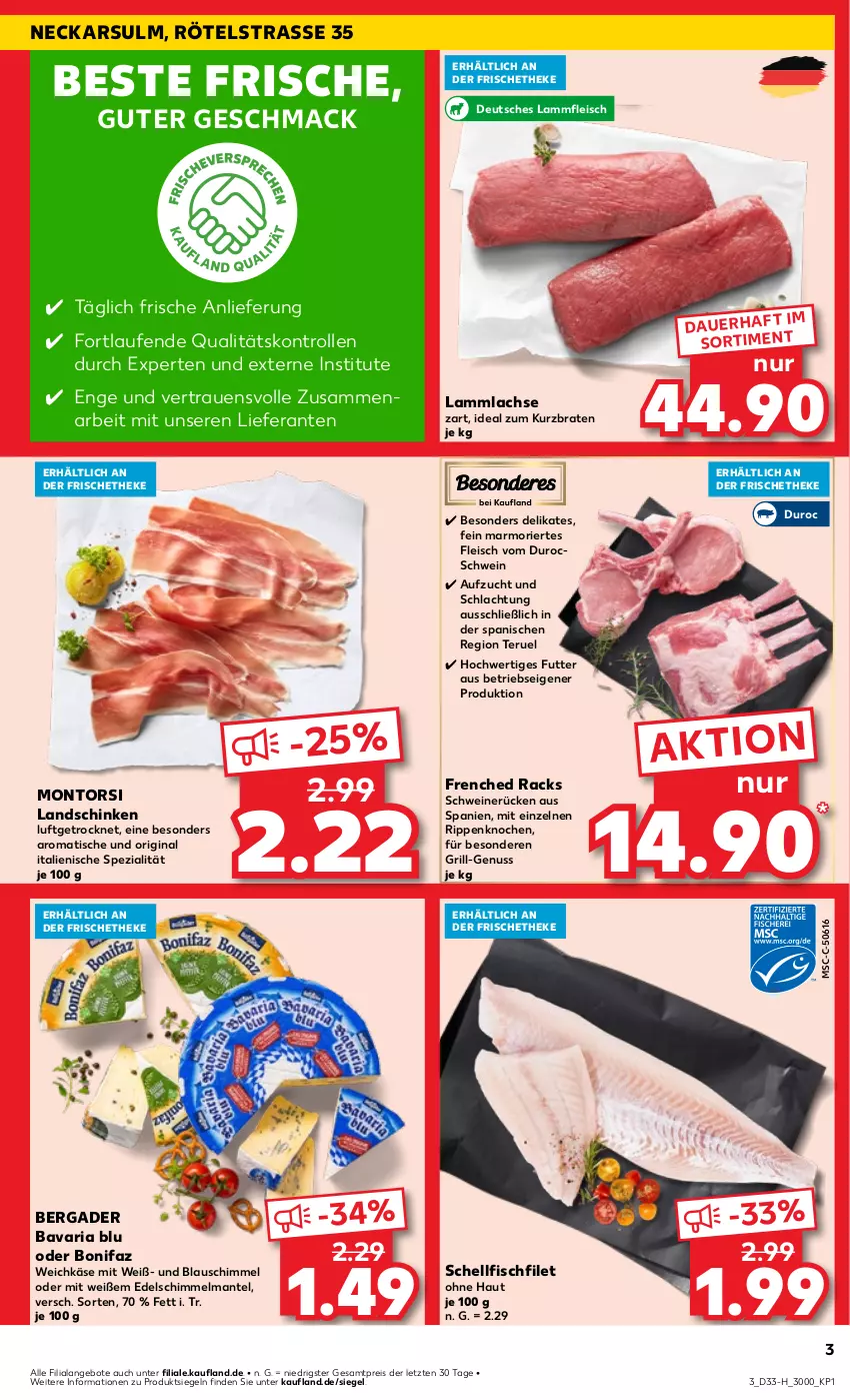 Aktueller Prospekt Kaufland - Extra-Angebote - von 15.08 bis 21.08.2024 - strona 3 - produkty: angebot, angebote, auer, bavaria blu, bergader, braten, eis, filet, fisch, fleisch, gin, grill, Käse, lachs, lamm, Lammfleisch, lammlachse, landschinken, Laufen, mac, Mantel, montorsi, nuss, reis, Ria, Rippen, schinken, schwein, schweine, schweinerücken, Spezi, Ti, tisch, weichkäse, wein, weine, ZTE