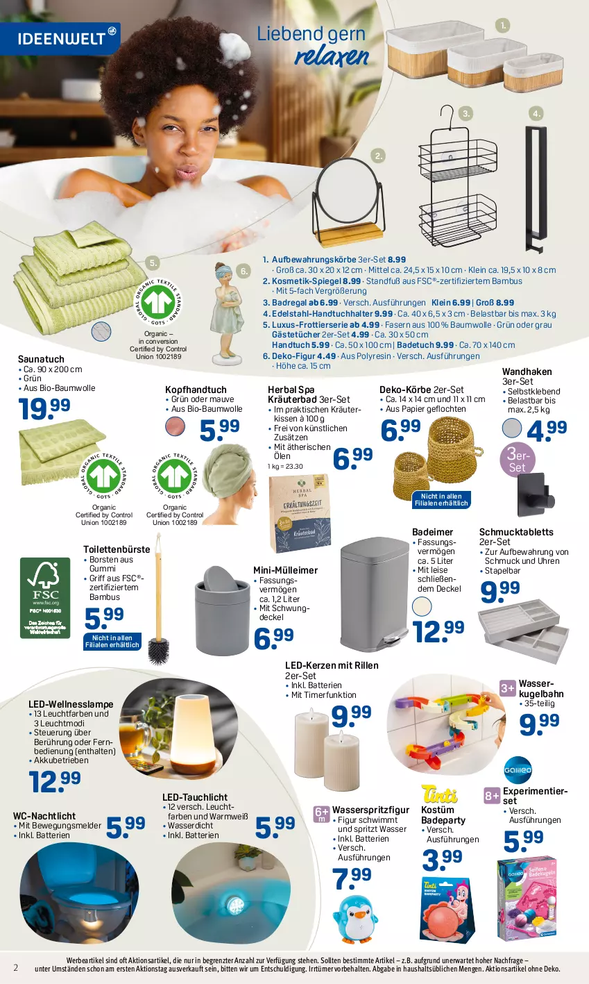 Aktueller Prospekt Rossmann - Prospekte - von 05.02 bis 09.02.2024 - strona 2 - produkty: axe, Bad, badetuch, Badregal, bambus, batterie, batterien, Bau, baumwolle, bio, bio-baumwolle, bürste, decke, Deckel, edelstahl, eimer, eis, Gästetücher, handtuch, Handtuchhalter, kerze, kissen, kosmetik, kräuter, Kugel, Kugelbahn, Lampe, LED-Kerze, leimer, Nachtlicht, papier, regal, rel, Saunatuch, Schmuck, spiegel, tablet, tablett, Ti, timer, tisch, tuc, tücher, uhr, wasser, wolle, ZTE