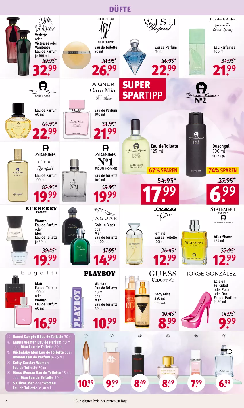 Aktueller Prospekt Rossmann - Prospekte - von 05.02 bis 09.02.2024 - strona 4 - produkty: after shave, bett, body, duschgel, Eau de parfum, eau de toilette, eau de toilette 100 ml, eau de toilette 30 ml, eau de toilette 50 ml, eis, kappa, lack, Mexx, Naomi Campbell, olive, parfum, reis, s.oliver, spartipp, tee, Ti, ZTE