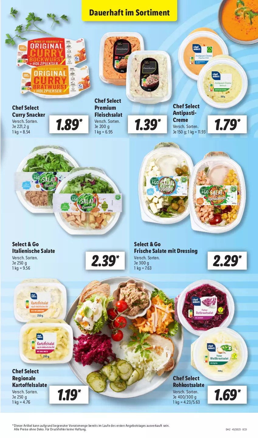 Aktueller Prospekt Lidl - Aktionsprospekt - von 23.10 bis 28.10.2023 - strona 13 - produkty: angebot, antipasti, asti, auer, creme, curry, dressing, eis, fleisch, fleischsalat, kartoffel, kartoffelsalat, reis, salat, salate, snack, Ti, ZTE