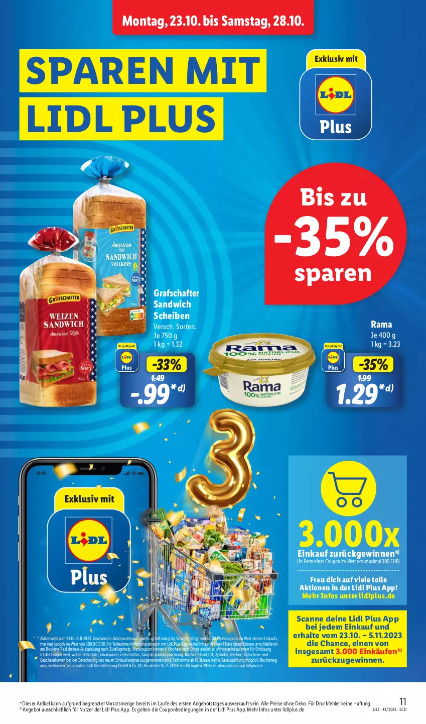 Aktueller Prospekt Lidl - Aktionsprospekt - von 23.10 bis 28.10.2023 - strona 15 - produkty: angebot, Bad, coupon, coupons, eis, grafschafter, gutschein, rama, reis, sandwich, telefon, Ti, Tüte, ZTE