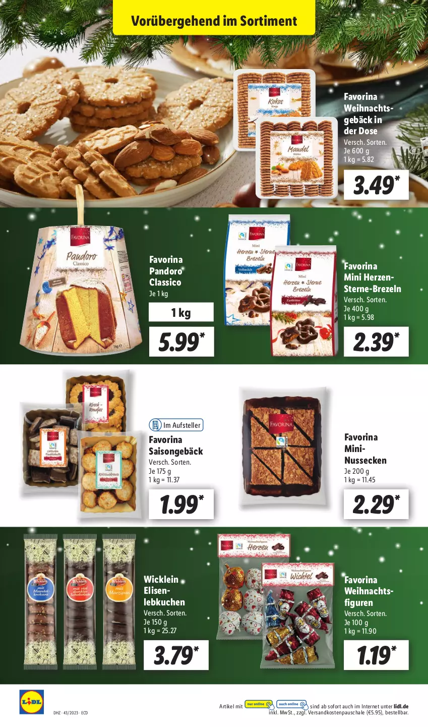 Aktueller Prospekt Lidl - Aktionsprospekt - von 23.10 bis 28.10.2023 - strona 20 - produkty: brezel, Brezeln, classico, elle, kuchen, Lebkuchen, ndk, nuss, Schal, Schale, teller, Ti, Weihnachtsfigur, WICK