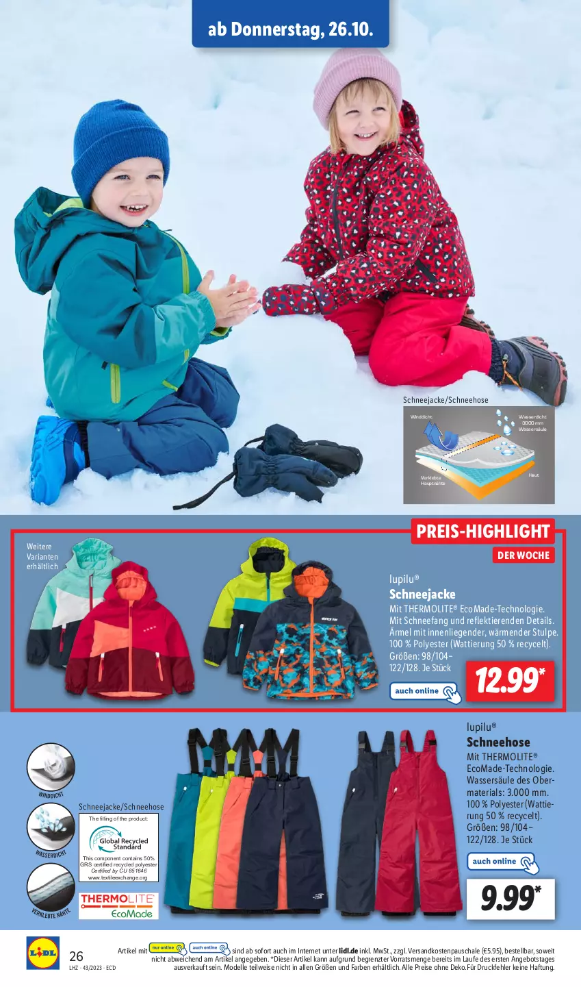 Aktueller Prospekt Lidl - Aktionsprospekt - von 23.10 bis 28.10.2023 - strona 34 - produkty: angebot, dell, eis, elle, hose, Jacke, kleid, Kleidung, Liege, lupilu, Mode, ndk, reis, Ria, ring, Schal, Schale, Schneehose, Schneejacke, Ti, Tiere, wasser, ZTE