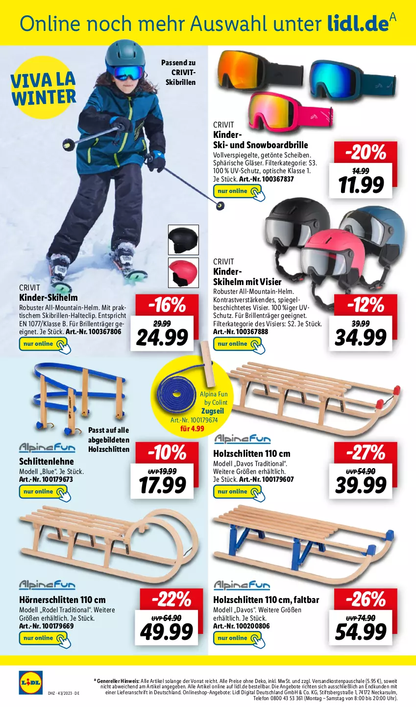 Aktueller Prospekt Lidl - Aktionsprospekt - von 23.10 bis 28.10.2023 - strona 36 - produkty: alpina, angebot, angebote, Brille, crivit, dell, eis, elle, Gläser, Holz, Kinder, Mode, ndk, reis, rel, Schal, Schale, Schlitten, Skibrille, Skihelm, Snowboardbrille, spiegel, telefon, Ti, tisch, uhr, uv-schutz