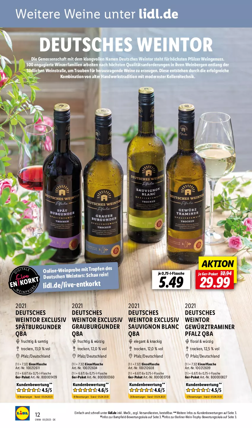 Aktueller Prospekt Lidl - Beste Weine für jeden Anlass - von 01.05 bis 31.05.2023 - strona 12 - produkty: berliner, burgunder, elle, flasche, frucht, gewürz, grauburgunder, LG, Mode, ndk, nuss, sauvignon, sauvignon blanc, spätburgunder, Ti, trauben, wein, weine