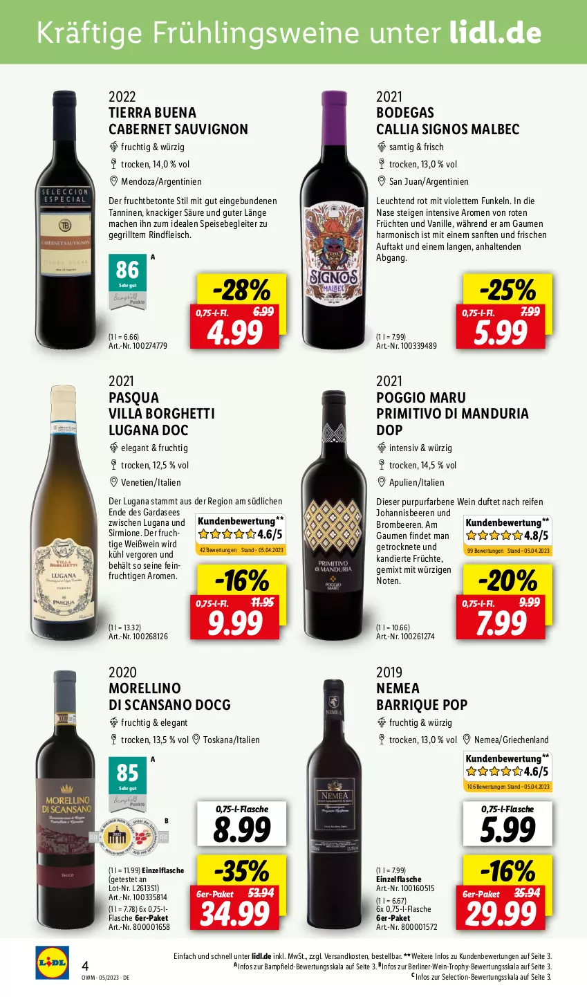 Aktueller Prospekt Lidl - Beste Weine für jeden Anlass - von 01.05 bis 31.05.2023 - strona 4 - produkty: beere, beeren, berliner, brombeere, brombeeren, cabernet, cabernet sauvignon, eis, flasche, fleisch, frucht, früchte, früchten, grill, gsw, gutschein, johannisbeere, Johannisbeeren, Leuchte, leuchten, mac, Morelli, ndk, primitivo, reifen, rel, Ria, rind, rindfleisch, sauvignon, Ti, vanille, wein, weine, Weißwein