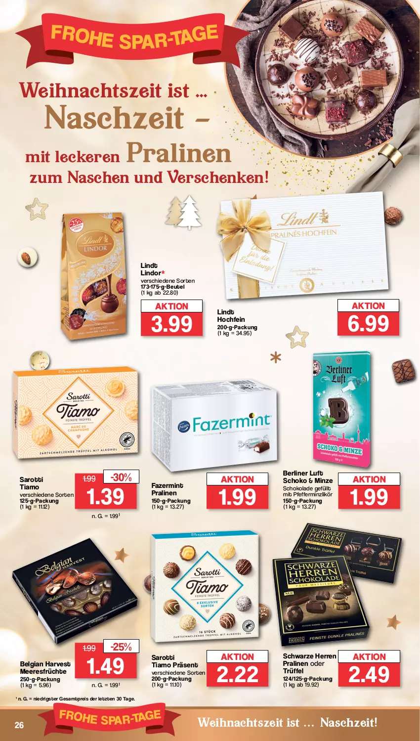 Aktueller Prospekt Famila - Prospekte - von 05.12 bis 10.12.2022 - strona 26 - produkty: berliner, berliner luft, beutel, eis, früchte, LG, likör, lindor, lindt, meeresfrüchte, mint, minze, pfeffer, pfefferminzlikör, pralinen, reis, saro, sarotti, schoko, schokolade, Ti, Trüffel, ZTE