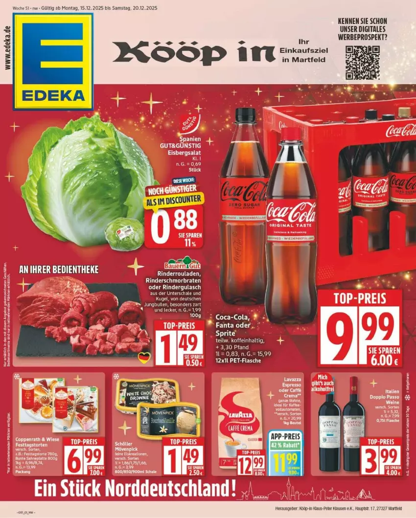 Aktueller Prospekt Edeka - Prospekte - von 15.12 bis 20.12.2025 - strona 1 - produkty: cola, deka, discount, eis, elle, fanta, flasche, pet-flasche, reis, tee, Ti