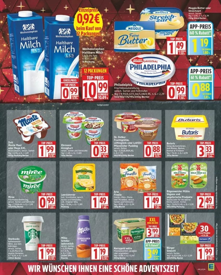 Aktueller Prospekt Edeka - Prospekte - von 15.12 bis 20.12.2025 - strona 7 - produkty: Becher, butter, eis, LG, Löffel, meggle, milch, philadelphia, pudding, reis, tee, top-preis, ZTE