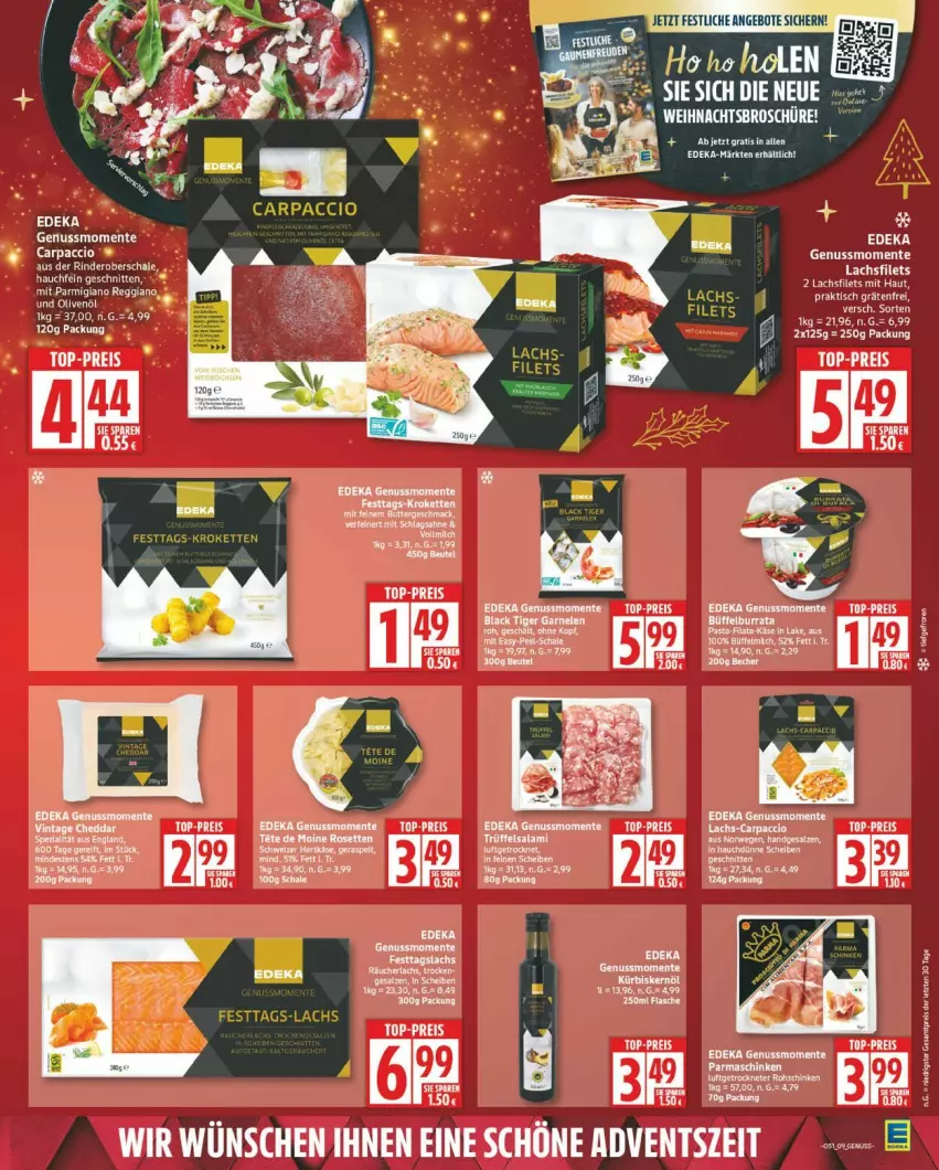 Aktueller Prospekt Edeka - Prospekte - von 15.12 bis 20.12.2025 - strona 9 - produkty: ACC, Carpaccio, deka, eis, elle, ente, filet, filets, hartkäse, Käse, Kette, Kroketten, lachs, lachsfilet, lachsfilets, nuss, parmaschinken, reis, rel, rind, rinder, rwe, salz, Schal, Schale, schinken, schnitten, schweizer hartkäse, tee, Ti, tisch, top-preis, Trüffel