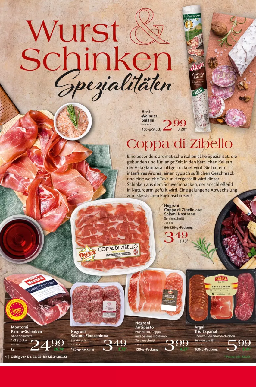 Aktueller Prospekt Selgros - Food - von 25.05 bis 31.05.2023 - strona 4 - produkty: beere, beeren, chorizo, eis, elle, mac, montorsi, natur, nuss, parmaschinken, prosciutto, salami, schinken, schwein, schweine, schweinenacken, serrano, Spezi, Ti, tisch, walnuss, wein, weine