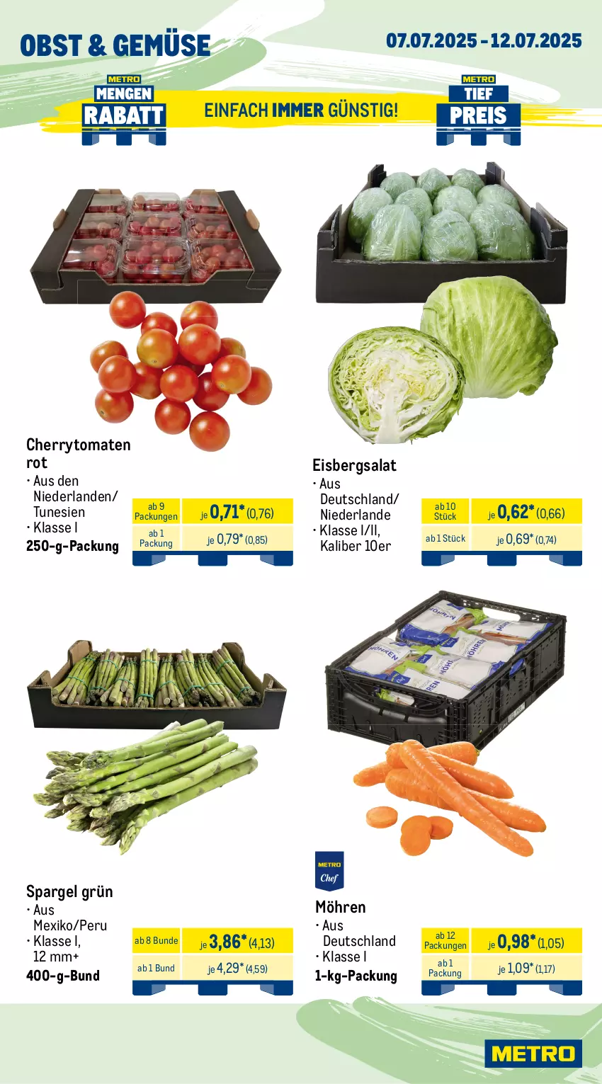 Aktueller Prospekt Metro - Wochen-Angebote - von 07.07 bis 12.07.2025 - strona 8 - produkty: albray, alpro, angebot, Becher, butter, chaumes, cherrytomaten, drink, eis, eisbergsalat, frischkäse, irische butter, Käse, kerrygold, mac, mandel, milch, möhren, obst, philadelphia, salat, spargel, spargel grün, St. Albray, Ti, tomate, tomaten, vanille