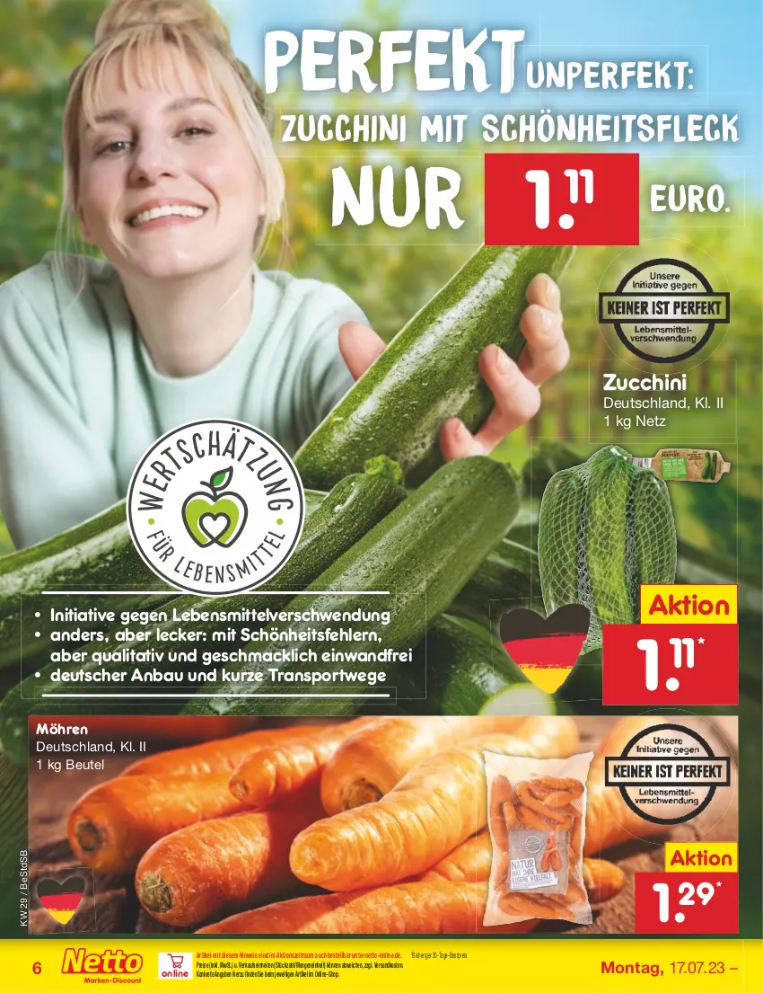 Aktueller Prospekt Netto Marken-Discount - Filial-Angebote - von 17.07 bis 22.07.2023 - strona 6 - produkty: Bau, bestpreis, beutel, eis, lebensmittel, mac, möhren, ndk, reis, Sport, Ti, zucchini