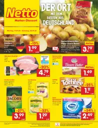 Gazetka promocyjna Netto Marken-Discount - Filial-Angebote - Gazetka - ważna od 22.07 do 22.07.2023 - strona 1 - produkty: angebot, bestpreis, brustfilet, butter, eis, filet, Frühkartoffeln, hähnchen-brustfilet, jacobs, kaffee, kartoffel, kartoffeln, küche, Küchen, küchentücher, leerdammer, milch, ndk, pfanni, reis, sac, speisefrühkartoffeln, Ti, toffifee, tücher, zewa, ZTE, zwiebel, zwiebeln