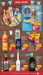 Gazetka promocyjna Aldi Nord - Von Montag - Gazetka - ważna od 09.09 do 09.09.2023 - strona 27 - produkty: alkohol, almdudler, aus der tiefkühlung, bier, cola, elle, erfrischungsgetränk, flasche, frucht, getränk, gin, hacker pschorr, Jagertee, kellerbier, kräuter, kräuterlikör, likör, limo, limonade, obst, Obstbrand, orange, orangen, Paula, paulaner, Spezi, südtiroler, tee, Ti, tisch, zitrone, ZTE, zucker