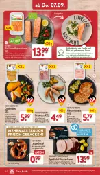 Gazetka promocyjna Aldi Nord - Von Montag - Gazetka - ważna od 09.09 do 09.09.2023 - strona 28 - produkty: abis, aldi, bio, braten, bratwurst, brezel, butter, cordon bleu, emmentaler, filet, geback, gin, grill, kochschinken, kohlrabi, kräuter, kräuterbutter, krustenbraten, küche, Küchen, lachs, lachsfilet, Laugenbrezel, minutensteaks, Ofen, rezept, rezepte, salat, schinken, schwein, schweine, schweinerücken, steak, steaks, Ti, tisch, trolli, wein, weine, wurst, ZTE