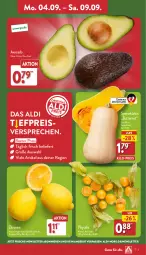 Gazetka promocyjna Aldi Nord - Von Montag - Gazetka - ważna od 09.09 do 09.09.2023 - strona 3 - produkty: aldi, angebot, avocado, butter, eis, Kürbis, Physalis, reis, Schal, Schale, Ti, zitrone, zitronen