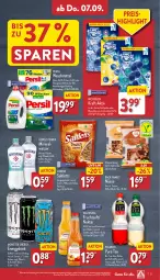 Gazetka promocyjna Aldi Nord - Von Montag - Gazetka - ważna od 09.09 do 09.09.2023 - strona 31 - produkty: beutel, bio, drink, eis, elle, flasche, frucht, fruchtsaft, gerolsteine, gerolsteiner, kraft, lorenz, monster, Monster Energy, Nektar, persil, persil waschmittel, pfanne, Pfanner, reis, saft, saltletts, steiner, tee, teller, Ti, valensina, waschmittel, wasser, wc frisch, ZTE, zucker