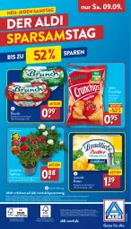 Gazetka promocyjna Aldi Nord - Von Montag - Gazetka - ważna od 09.09 do 09.09.2023 - strona 38 - produkty: aldi, aufstrich, auto, beutel, brot, brotaufstrich, butter, chips, crunchips, gin, kulturtopf, landliebe, lorenz, lorenz crunchips, magazin, papier, pflanze, Ria, Streichzart, telefon, Ti, topf, Tüte, ZTE