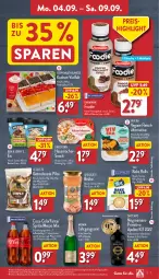 Gazetka promocyjna Aldi Nord - Von Montag - Gazetka - ważna od 09.09 do 09.09.2023 - strona 7 - produkty: ACC, amaro, aus der tiefkühlung, Becher, beutel, Brühe, Cap, coca-cola, cola, coppenrath, dreistern, ehrmann, eis, elle, erfrischungsgetränk, fanta, flasche, fleisch, getränk, gin, Hausmacher, jahrgangssekt, kuchen, LG, mac, Mezzo Mix, mumm, pilze, primitivo, reis, rotwein, sekt, snack, sprite, teller, Ti, tuc, Vegane Fleisch, wein, ZTE, zucker