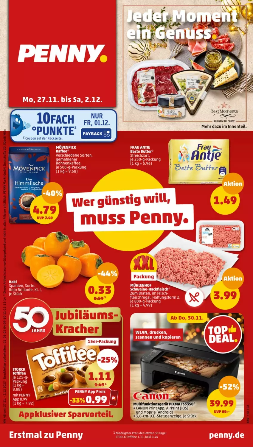 Aktueller Prospekt Penny - Prospekte - von 27.11 bis 02.12.2023 - strona 1 - produkty: canon, coupon, ente, Ria, Ti