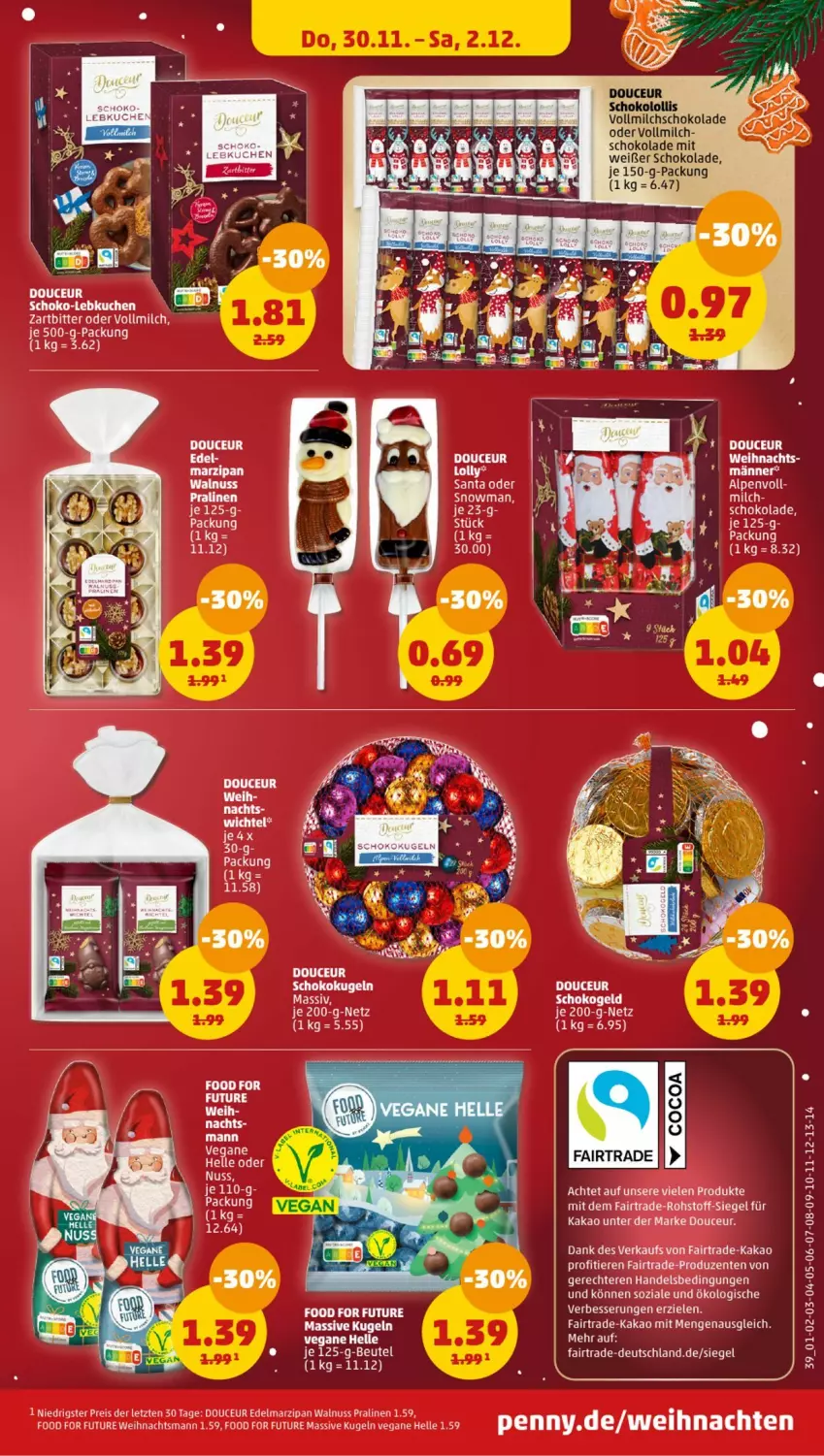 Aktueller Prospekt Penny - Prospekte - von 27.11 bis 02.12.2023 - strona 41 - produkty: Edelmarzipan, eis, elle, ente, kakao, kuchen, Kugel, Lebkuchen, marzipan, milch, nuss, pralinen, reis, schoko, schokolade, Ti, Tiere, vollmilch, walnuss, weihnachten, ZTE