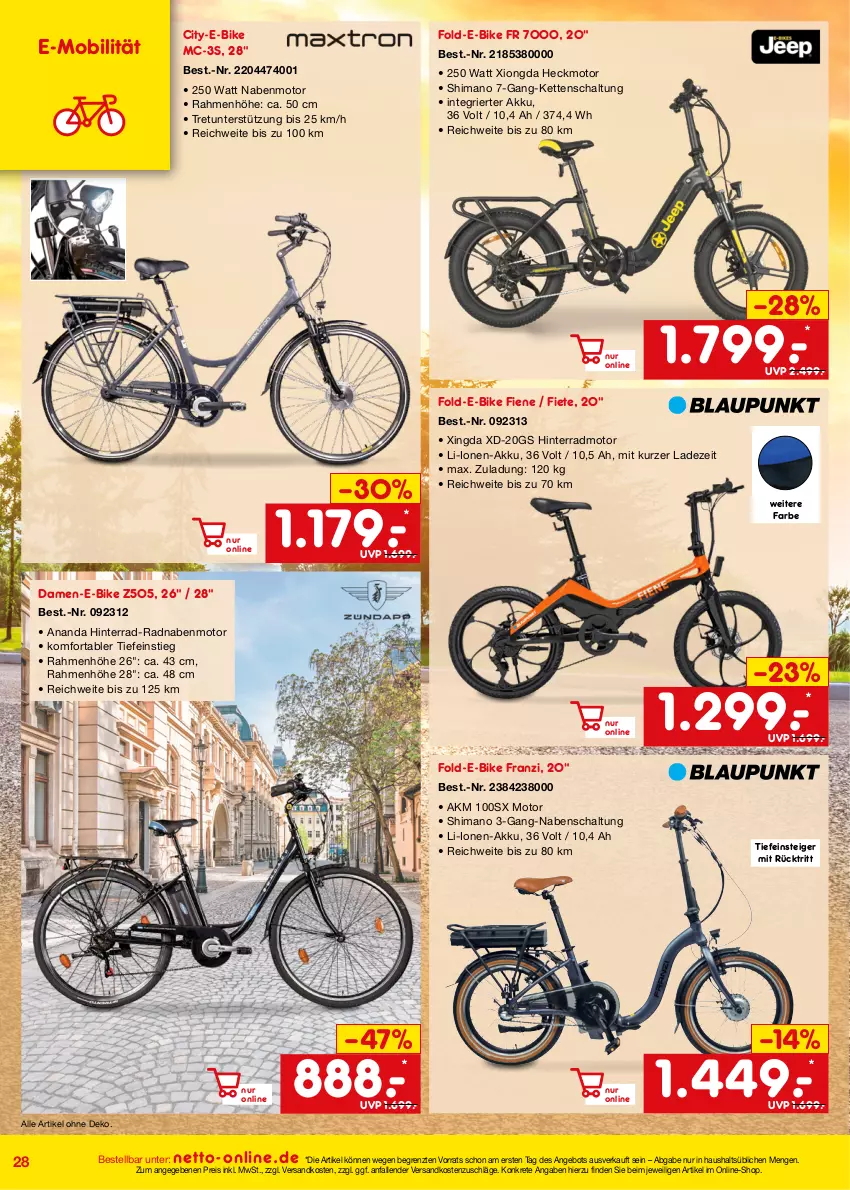 Aktueller Prospekt Netto Marken-Discount - Online-Angebote September - von 01.09 bis 30.09.2023 - strona 28 - produkty: akku, angebot, E-Bike, E-Mobilität, eis, Kette, ndk, reis, Schal, shimano, Ti, ZTE