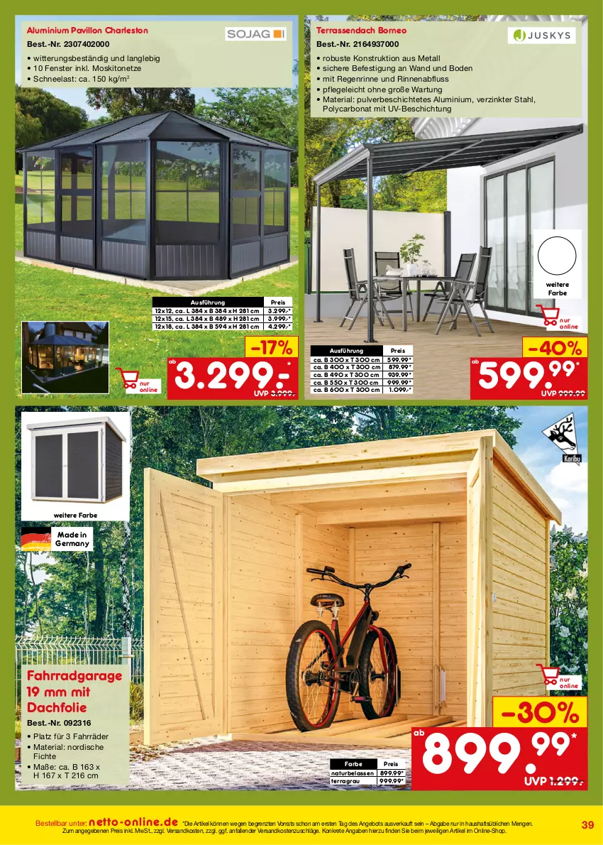 Aktueller Prospekt Netto Marken-Discount - Online-Angebote September - von 01.09 bis 30.09.2023 - strona 39 - produkty: angebot, Bona, eis, Fahrrad, fenster, Germ, moskitonetz, natur, ndk, pavillon, reis, Ria, Ti, ZTE