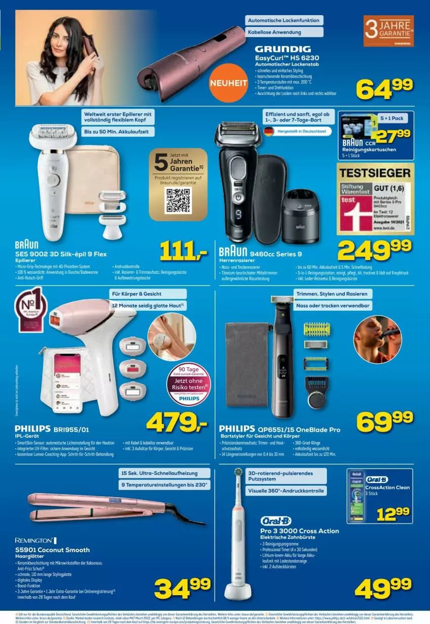 Aktueller Prospekt Euronics - Prospekte - von 31.05 bis 07.06.2023 - strona 11 - produkty: akku, auto, ball, braun, bürste, coconut, cross action, eier, elektrische zahnbürste, elle, ente, epilierer, grundig, latte, oral-b, Philips, remington, rwe, Stier, tee, Ti, Tiere, tisch, zahnbürste