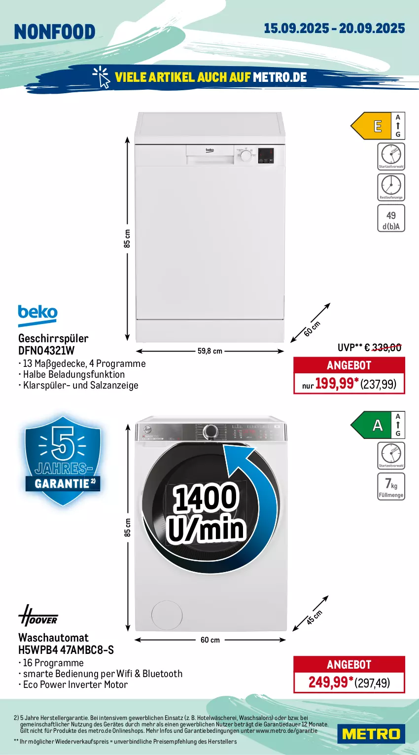 Aktueller Prospekt Metro - Wochen-Angebote - von 15.09 bis 20.09.2025 - strona 19 - produkty: angebot, auer, auto, backofen, Bau, decke, eis, elle, garraum, Gefrierbox, gefrierfach, geschirr, geschirrspüler, glaskeramik, glaskeramik-kochfeld, grill, keramik-kochfeld, klarspüler, kochfeld, kühlbox, maille, Metro, Ofen, reis, rum, salz, Schere, Spektrum, teller, Ti