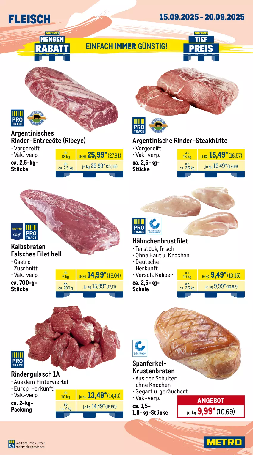 Aktueller Prospekt Metro - Wochen-Angebote - von 15.09 bis 20.09.2025 - strona 2 - produkty: angebot, axe, beef, braten, bratwurst, brustfilet, burger, eis, entrecôte, Falsches Filet, filet, fleisch, gulasch, hähnchenbrust, hähnchenbrustfilet, Haxe, krustenbraten, lamm, Metro, Nackensteak, nackensteaks, reis, rind, rinder, rindergulasch, rindfleisch, Schal, Schale, schwein, schweine, schweinenacken, steak, steakhüfte, steaks, Ti, tiefpreis, wein, weine, wurst