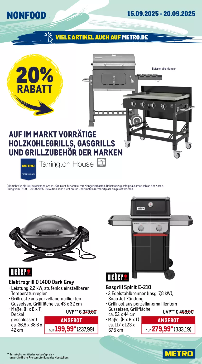 Aktueller Prospekt Metro - Wochen-Angebote - von 15.09 bis 20.09.2025 - strona 23 - produkty: angebot, auto, backofen, beispielabbildung, cabernet, decke, Deckel, edelstahl, eis, Elektro, elle, erde, gasgrill, geschirr, grill, grillfläche, grillrost, Grillzubehör, herdarten, Holz, holzkohle, holzkohlegrill, Kohlegrill, LG, Metro, mikrowelle, Ofen, pfanne, pfannen, reis, sahne, spülmaschinen, teller, Ti, tisch