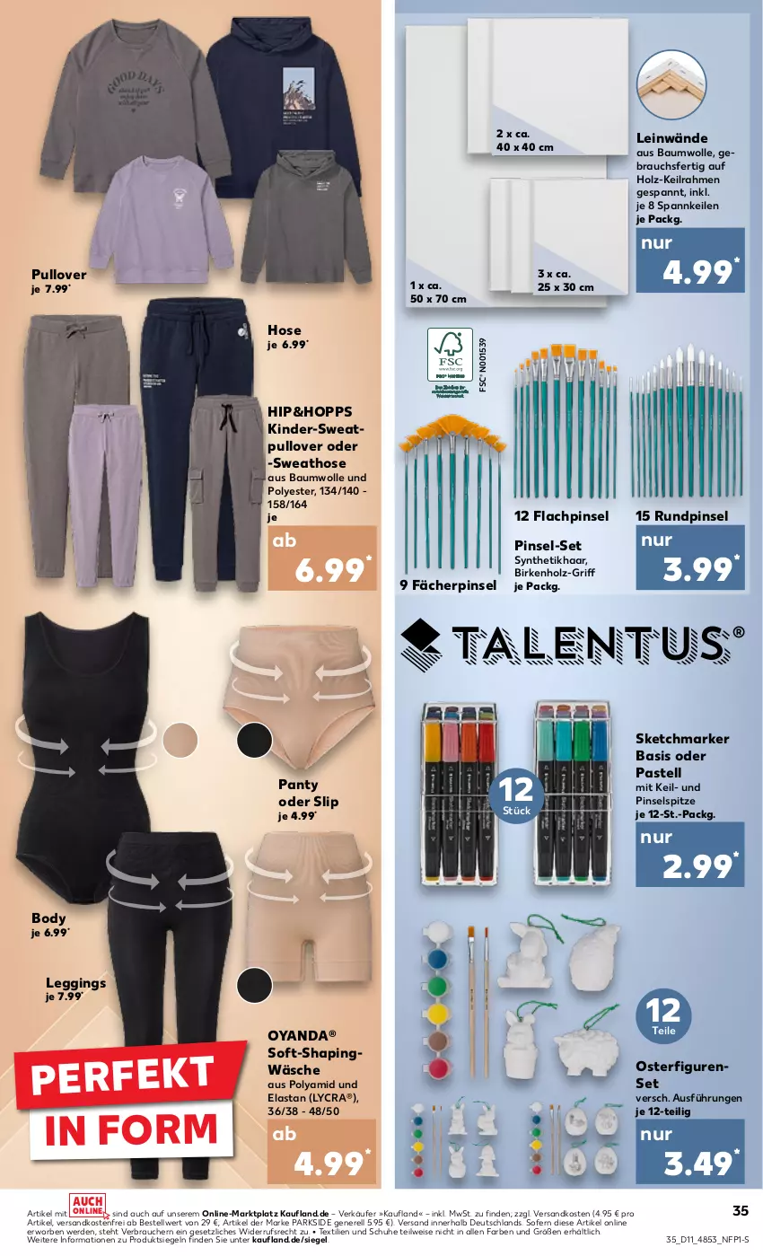 Aktueller Prospekt Kaufland - Prospekt - von 14.03 bis 20.03.2024 - strona 35 - produkty: Bau, baumwolle, body, eis, erde, Fächerpinsel, gin, Holz, hose, HP, Kinder, leggings, ndk, panty, Parkside, Pinsel, Pullover, Rauch, rel, schuhe, slip, Sweathose, Ti, versandkostenfrei, wolle