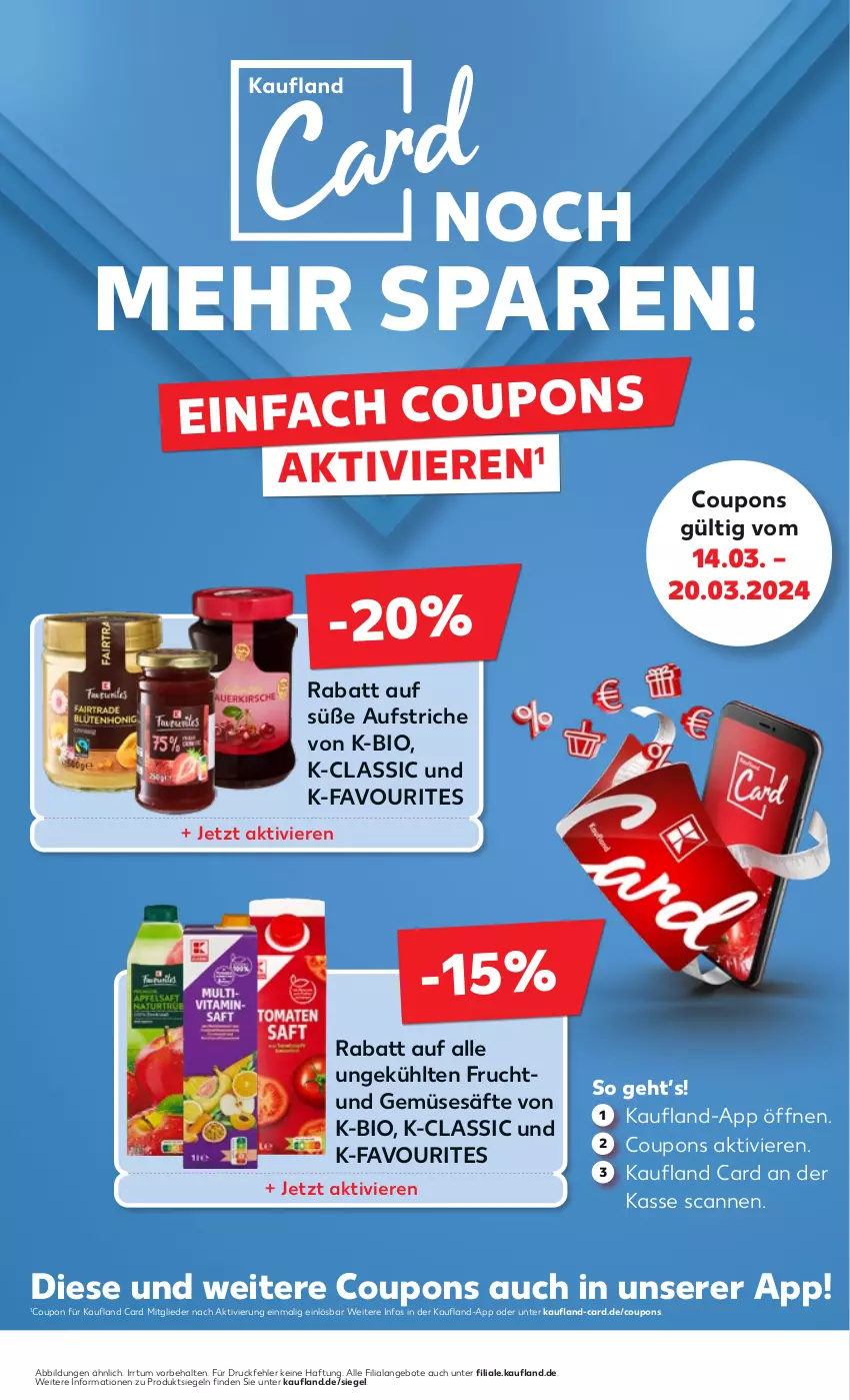 Aktueller Prospekt Kaufland - Prospekt - von 14.03 bis 20.03.2024 - strona 51 - produkty: angebot, angebote, aufstrich, bio, coupon, coupons, frucht, säfte, Ti, und gemüse