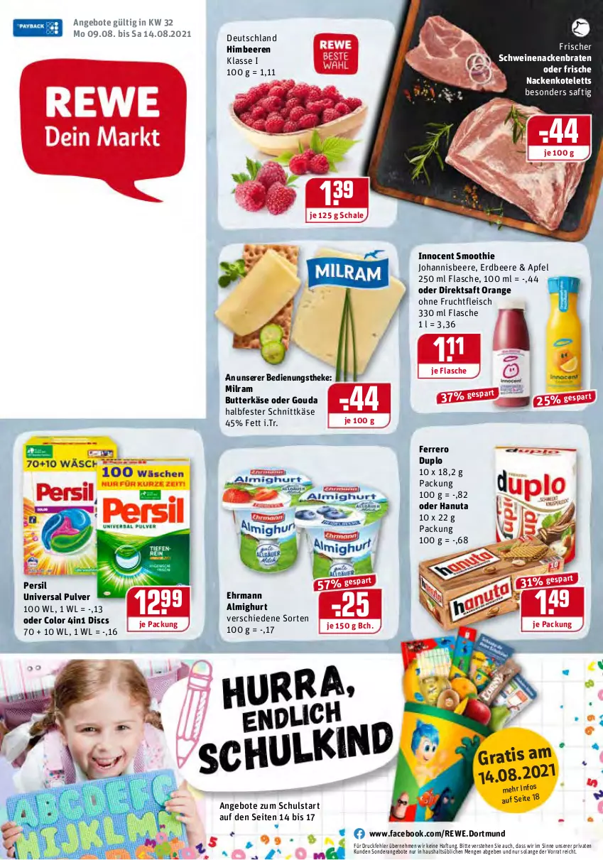 Aktueller Prospekt Rewe - Diese Woche im Angebot! - von 09.08 bis 14.08.2021 - strona 1