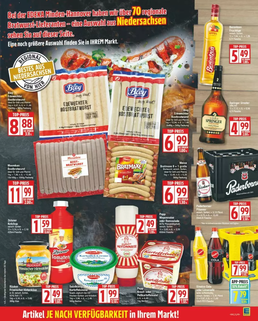Aktueller Prospekt Edeka - Prospekte - von 26.05 bis 31.05.2025 - strona 11 - produkty: bratwurst, creme, deka, flasche, kartoffel, leine, meica, Popp, rostbratwurst, tee, Ti, wurst