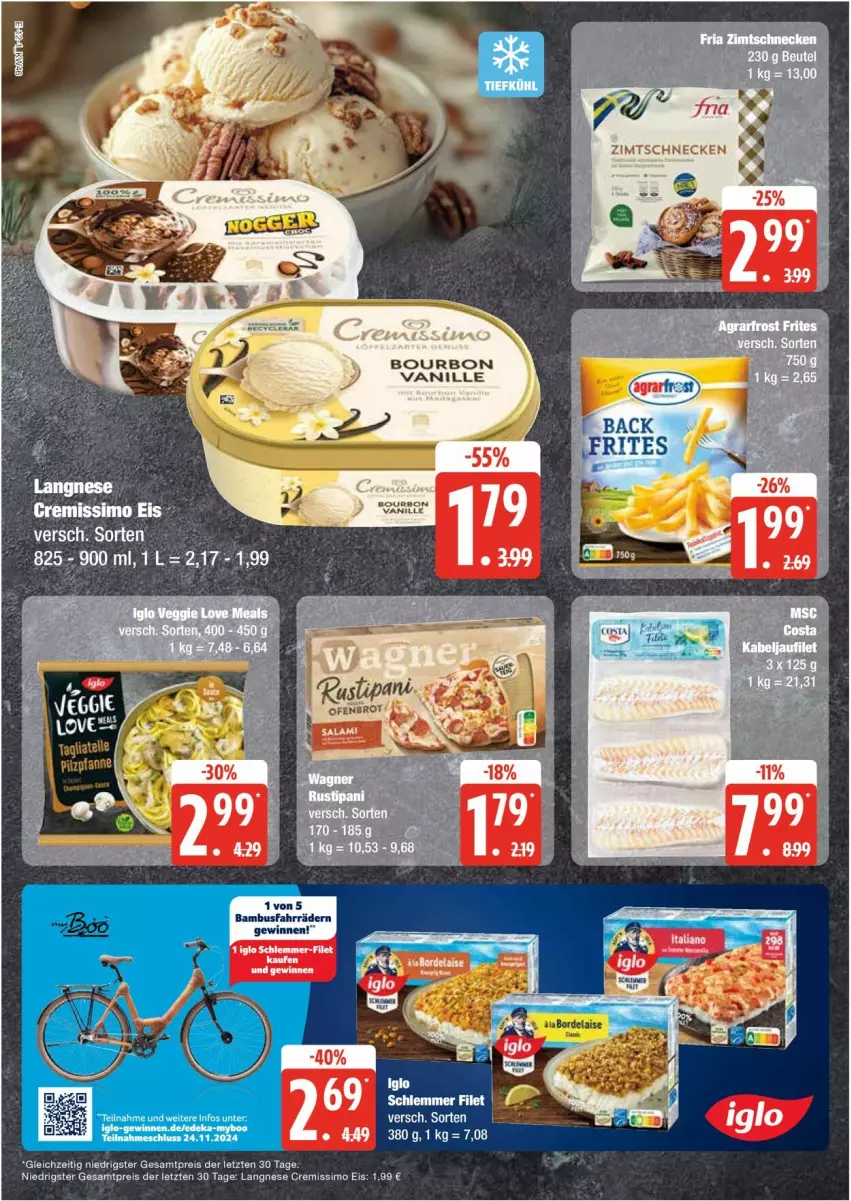 Aktueller Prospekt Edeka - Prospekte - von 11.11 bis 16.11.2024 - strona 12 - produkty: bambus, bourbon, bourbon vanille, brot, cremissimo, eis, filet, langnese, langnese cremissimo, Ofen, reis, sim, slip, Ti, vanille, ZTE