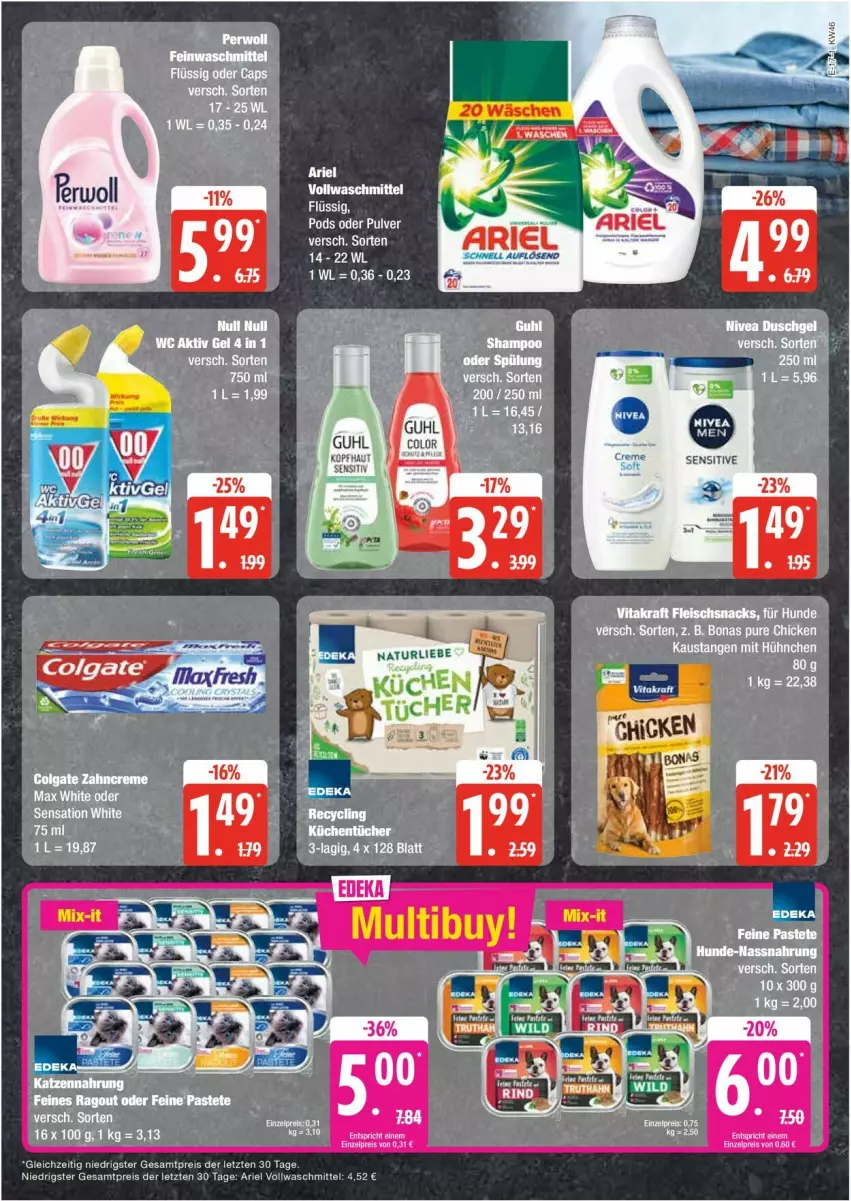 Aktueller Prospekt Edeka - Prospekte - von 11.11 bis 16.11.2024 - strona 17 - produkty: ariel, aust, Bona, eier, eis, fleisch, kraft, Pods, reis, snack, snacks, Ti, vita, vitakraft, vollwaschmittel, waschmittel, ZTE