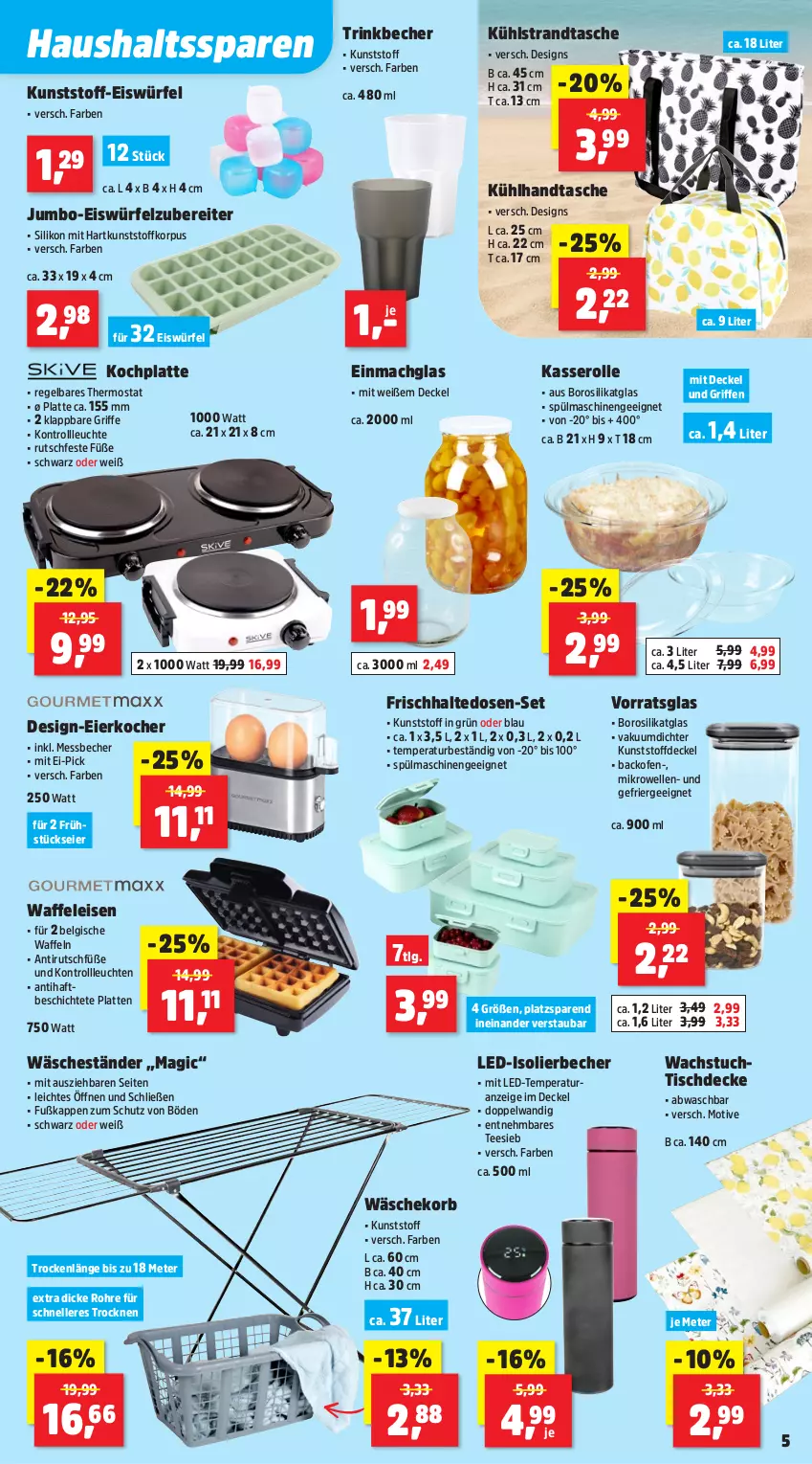 Aktueller Prospekt Thomas Philipps - von 21.07 bis 26.07.2025 - strona 5 - produkty: backofen, Becher, decke, Deckel, eier, Eierkocher, einmachglas, eis, eiswürfel, elle, Ergee, frischhaltedosen, Handtasche, HP, isolierbecher, jumbo, Kocher, korb, latte, Leuchte, leuchten, LG, mac, Messbecher, mikrowelle, Ofen, spülmaschinen, strandtasche, Tasche, tee, thermostat, Ti, tisch, tischdecke, trinkbecher, tuc, wachstuch, Waffeleisen, waffeln, wäschekorb, würfel