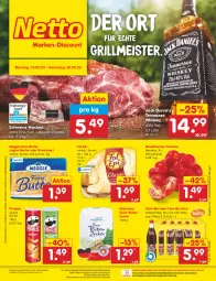 Gazetka promocyjna Netto Marken-Discount - Filial-Angebote - Gazetka - ważna od 20.05 do 20.05.2023 - strona 1 - produkty: angebot, bestpreis, butter, cola, eis, fleisch, fol epi, grill, jack daniel, Jack Daniel’s, joghur, joghurt, meggle, Meister, Mett, ndk, pflaume, pflaumen, pringles, reis, ring, Schal, Schale, schwein, schweine, Streichzart, südzucker, tennessee whiskey, Ti, tomate, tomaten, wein, weine, whiskey, wurst, wurst in selbstbedienung, ZTE, zucker