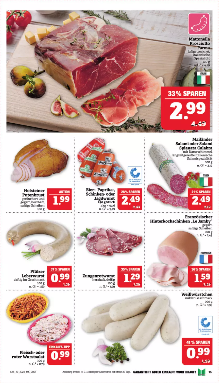 Aktueller Prospekt Marktkauf - Prospekt - von 01.10 bis 07.10.2023 - strona 15 - produkty: leberwurst, mac, natur, salami, Ti, wurst